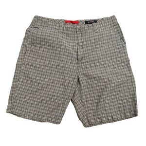 Daniel Cremieux Grey White Black Plaid Cotton William Flat Front Shorts. 35